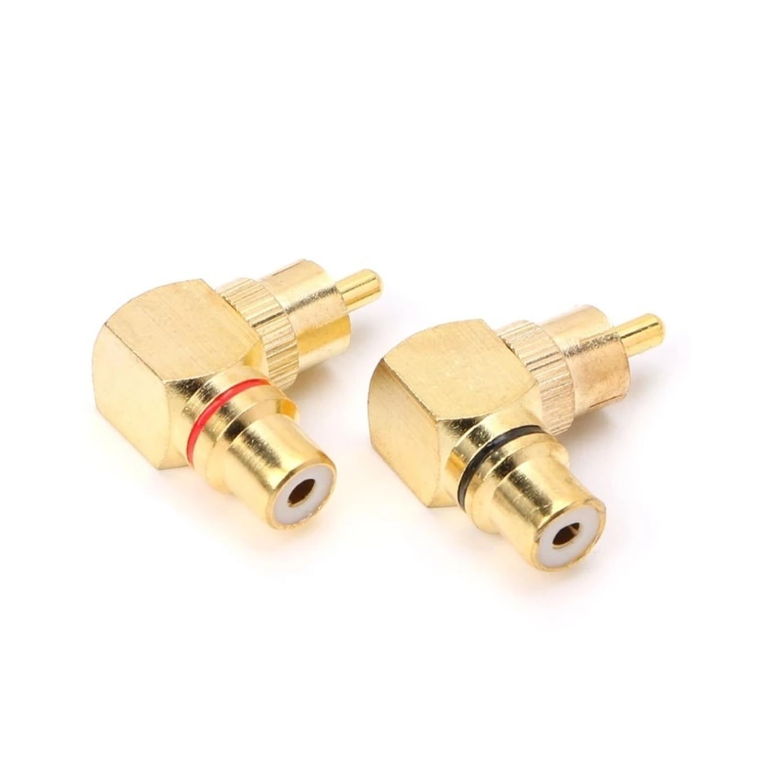 2 szt. 90 stopni RCA adapter męski na żeński, pozłacany mosiądz w kształcie litery L do subwoofera wzmacniacza TV, audio, parownik kątowy prawy