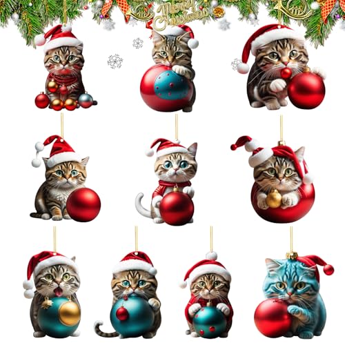 Axlyca Weihnachtsbaum Katzen Anhänger,10 Stück Christbaumschmuck...