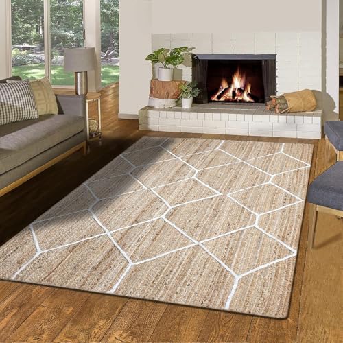 Tapis en jute de forme rectangulaire pour salon et chambre chic - 3