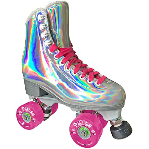 Jackson Ultima Evo Viper Nylon Outdoor Roller Skates, Women’s Size 9, Hologram with Pink Pulse Lite Wheels
