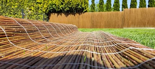 Ogrodzenia Wiklinowe Weidenmatte 90 x 300 cm - Balkon Sichtschutz - Zaun Garten aus Holz - Sichtschutz Garten - Windschutz & Sonnenschutz - Schattenspender
