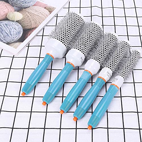 Smallterm Ceramic Ionic Round Hair Brush Hairdressing Hair Salon Styling Curling Brush Tool Set19mm 25mm 32mm 45mm 53mm (Blue)