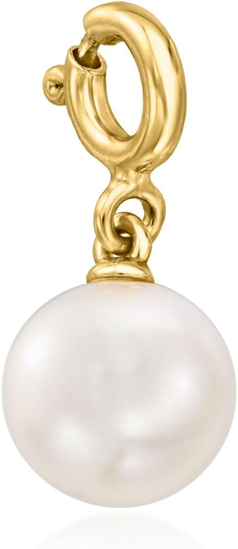 Ross-Simons 8-8.5mm Cultured Pearl Charm in 18kt Gold Over Sterling