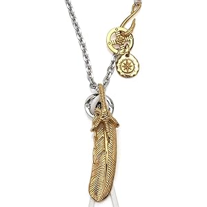 Amazon | [silver KYASYA]316L ゴールドフェザーネックレス 金