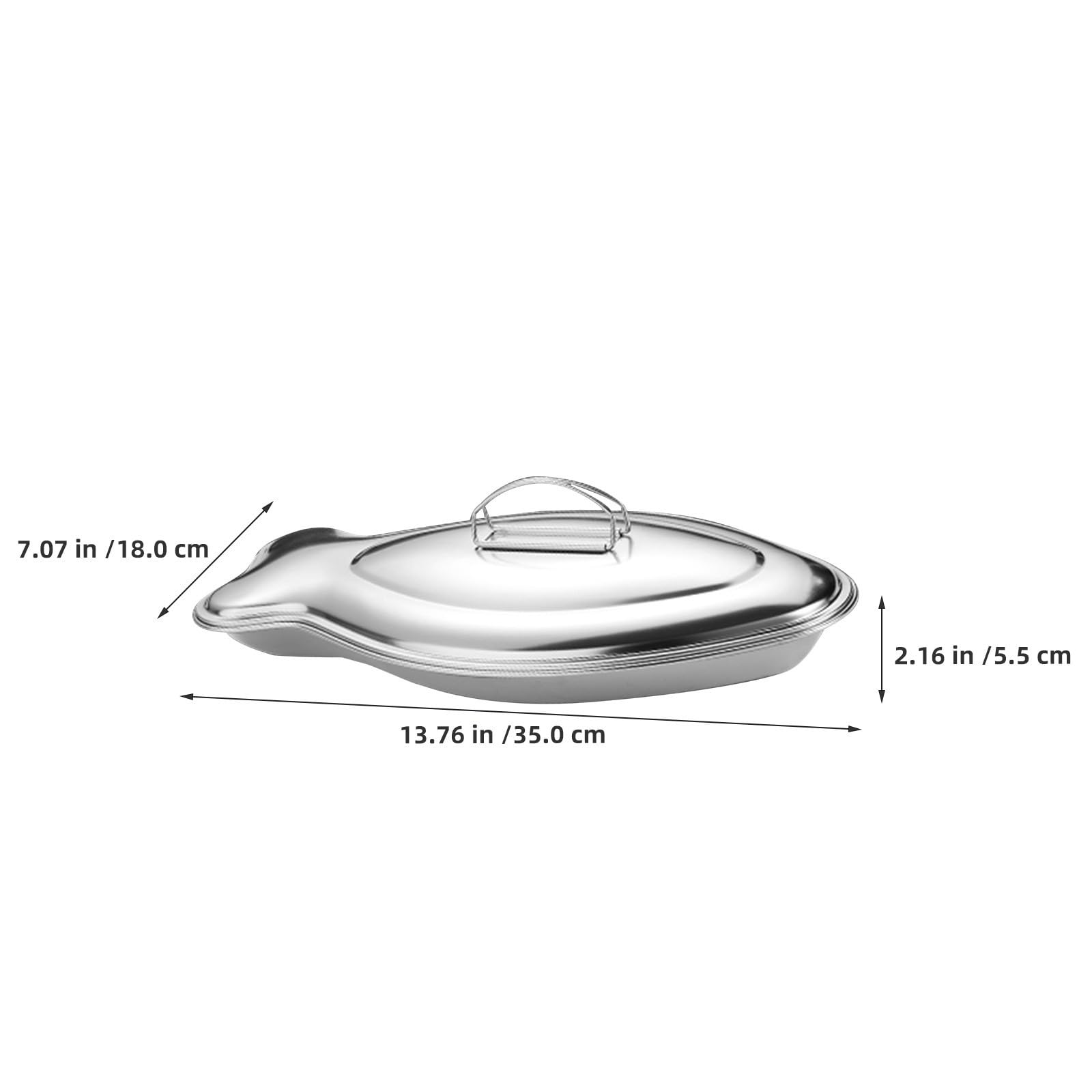 CHILDWEET Plato de Pescado Ovalado de Acero Inoxidable Plata | Ligero, Cocción sin Aceite, para Cenas Familiares y Ocasiones de Servicio en Fiestas