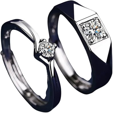 2Pcs 925 Sterling Silver Rings Black Pearl Shine Ring Heart Rings Sunlight Fashion Original Ring Silver Womer Lovers Gift