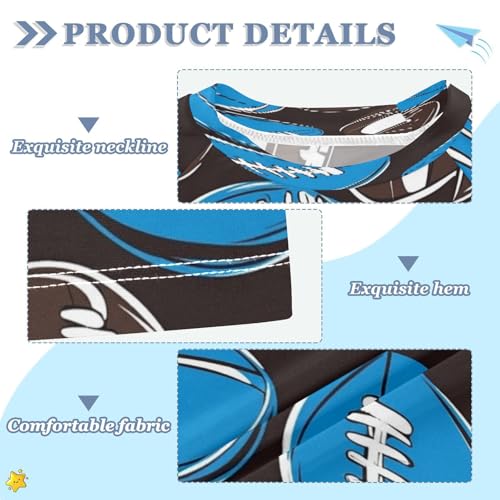 Kids Swimsuit Rugby Football Sport Blue Sunscreen T-Shirts Swimwear Sets UPF 50+3