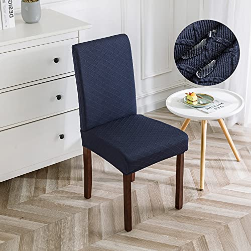 Genina Waterproof Chair Covers For Dining Room Dining Chair Covers Kitchen Parsons Chair Covers (Navy Blue, 4 Pcs) #TOP5