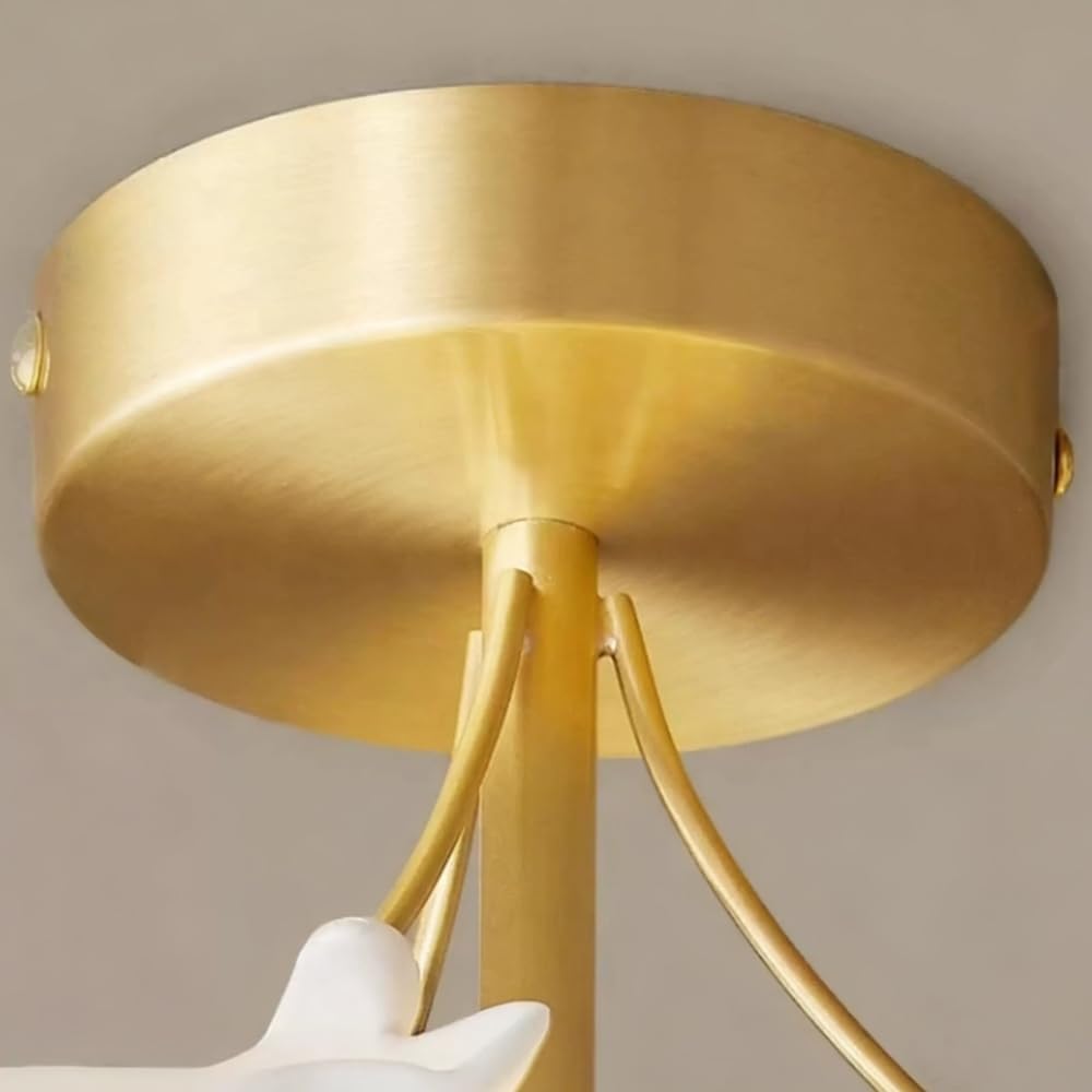 Milk Glass Close to Ceiling Light Fixture Gold Semi Flush Mount Ceiling Lighting Mid Century Modern Globe Ceiling Lamp Indoor Farmhouse Small Chandelier for Living Room Hallway Aisle Foyer