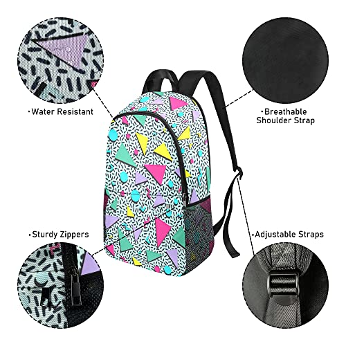 M Yescustom Memphis Geometric Pattern School Bag For Students Boys Girls, Water Resistant Colourful Triangle Daypack Laptop Backpacks For Back To School Off To College #TOP2