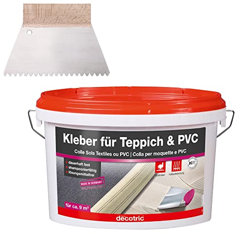 BODENMEISTER Teppich Kleber Dispersionskleber 3kg Kleber, Zahnspachtel Teppichboden und Vinylboden...