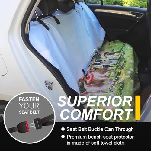 Image of Back Seat Cover for Car Trucks Van SUV Jeep,Waterproof Rear Bench Towel Seat Covers for Dogs and Kids,Automotive Backseat Protector (Dog Print)