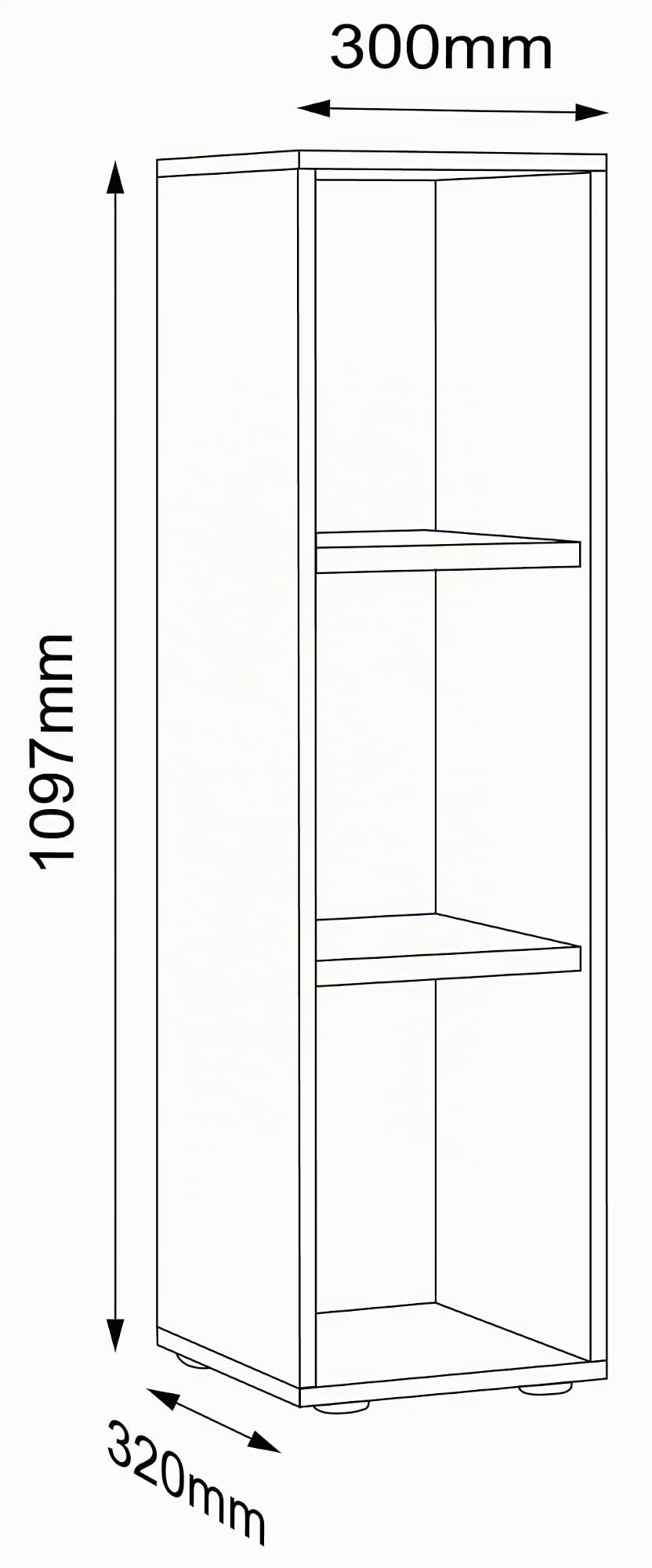 VCM Büroregal 30x32x110 cm 3 Fächer Standregal Bücherregal Aktenregal