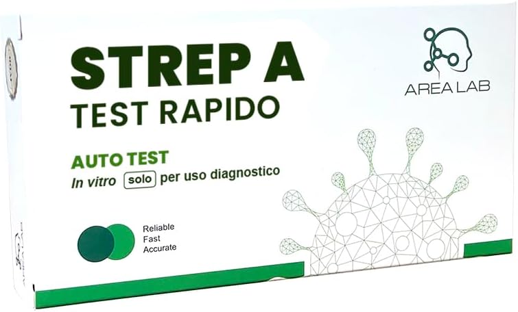 Streptococcal Swab A | CE Rapid Pharyngeal Test | Result in 10 Minutes | For Adults and Children | Complete Self-Diagnosis Kit at Home | Registered at the Ministry of Health