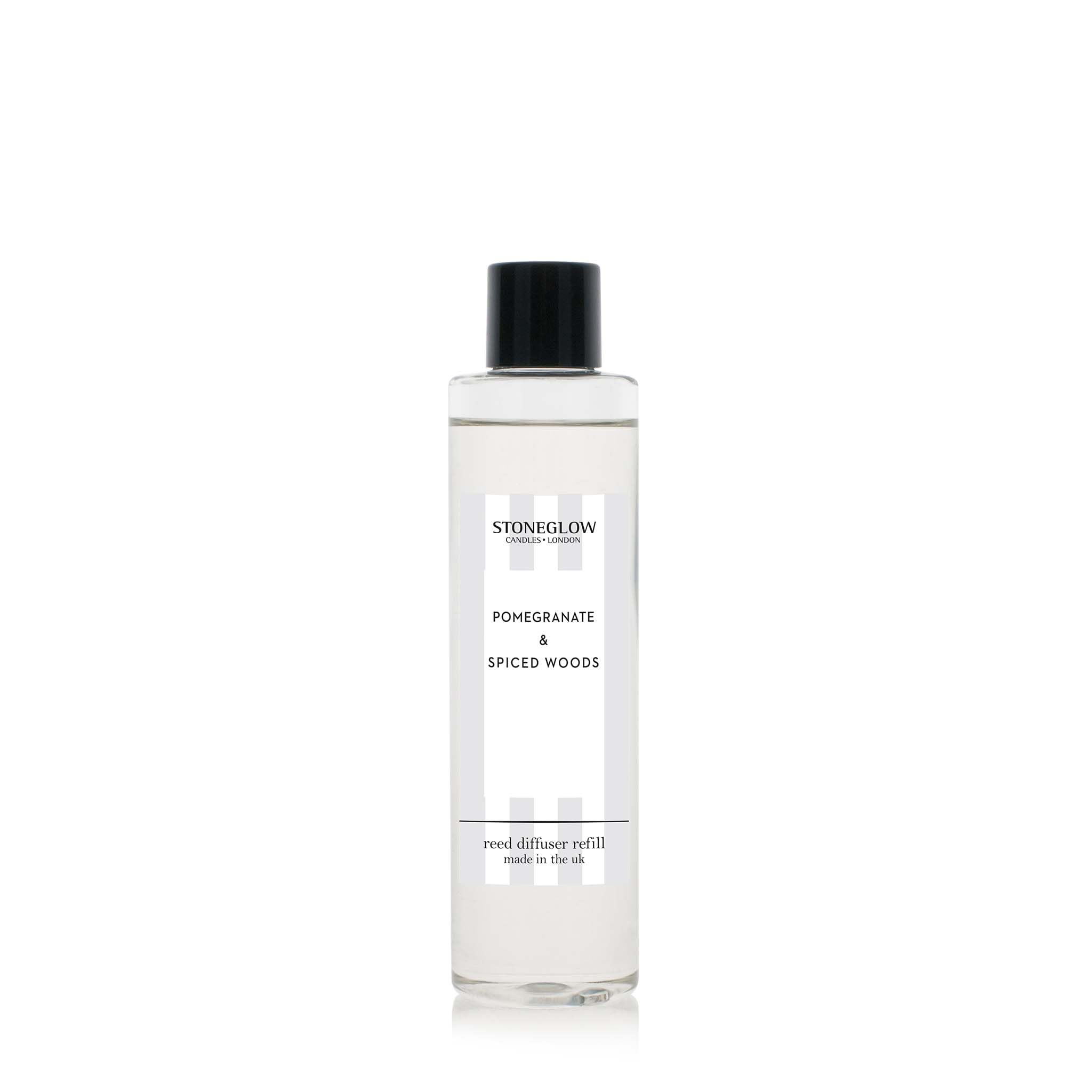 Stoneglow Modern Classics Collection - Pomegranate & Spiced Woods 210ml Scented Reed Diffuser Refill (Glass Bottle)