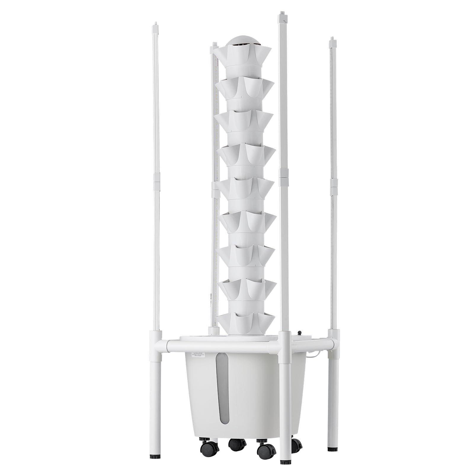 VEVOR Kit de Cultivo Hidropónico, Sistema de Torre Hidropónica de 9 Niveles 45 Agujeros, con Luces de Crecimiento Control por App Ruedas Bomba de Agua, Depósito de 20 L, para Hierbas Frutas Vegetales