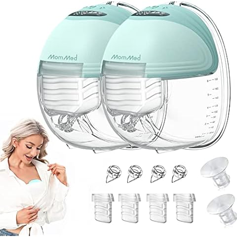 MOMMED Breast Pumps, Double Wearable Breast Pumps with 3 Mode & 12 Levels, Leak-Proof & Low Noise Design Electric Breast Pumps, Hands-Free Breast Pump, Rechargeable, Includes 24mm Flange Cover