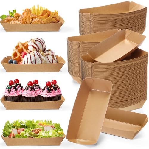 FoldTier 100 Pack 8oz Paper Banana Split Boats Durable Paper