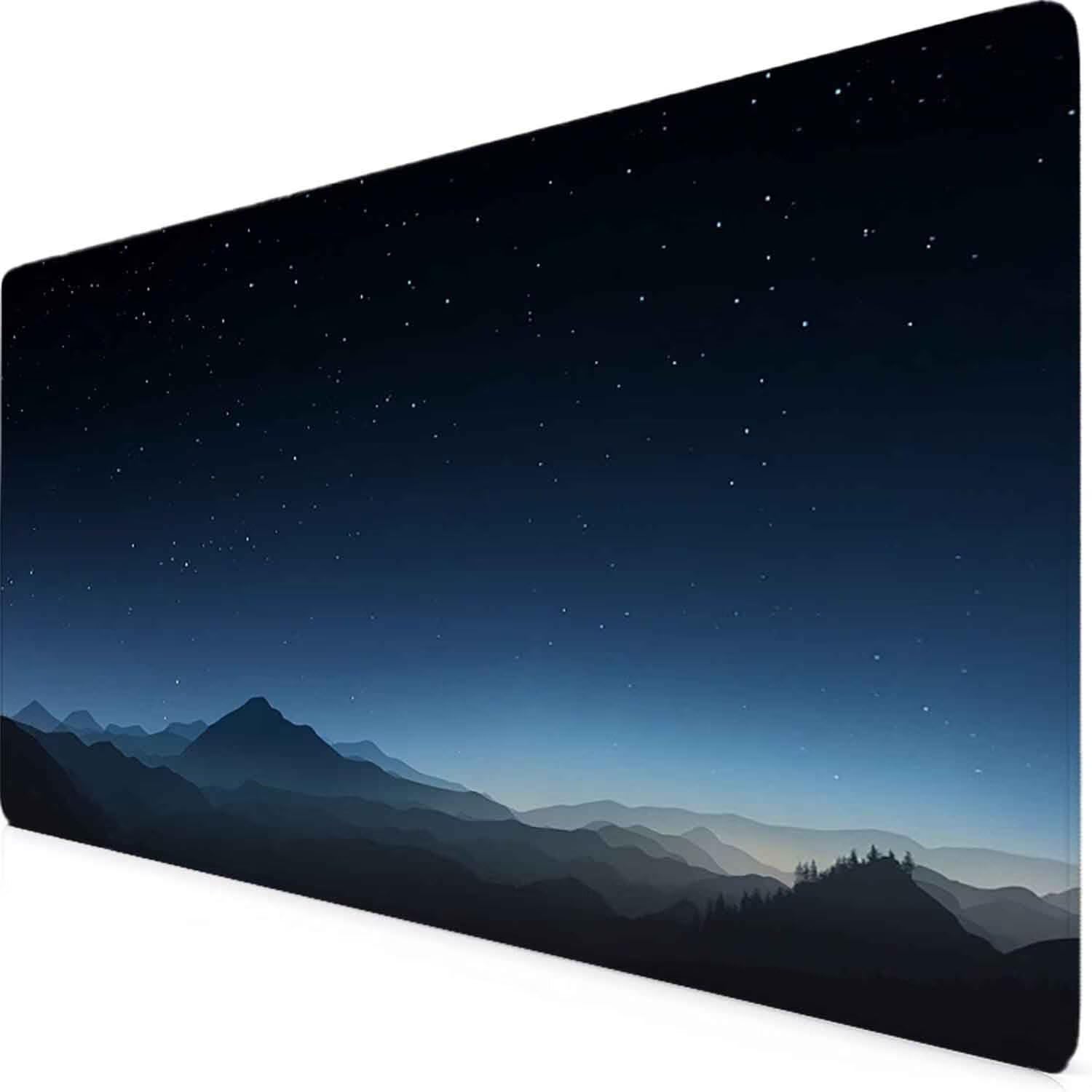 Czarna podkładka pod mysz gwiaździste niebo XXL podkładka pod mysz 1200 x 600 mm ze zszytymi krawędziami i antypoślizgową gumową podstawą podkładka pod mysz XXL do komputera, laptopa, akcesoria