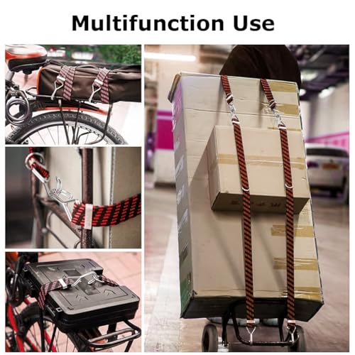 Image of STHIRA 4 Pcs Bungee Cord for Bike Luggage, 3.3ft, Metal Hooks