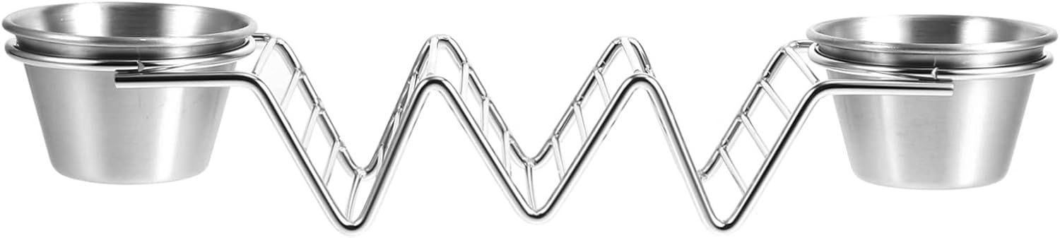 1pc Stainless Steel Mexican Taco Rack Taco Holder Stand for Home Upright Includes Dipping Cups High-temperature Resistant for Easy Serving