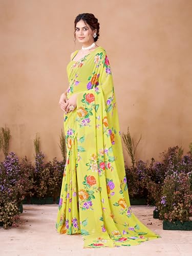 Image of Garden Vareli Women Georgette All Over Floral Printed Saree