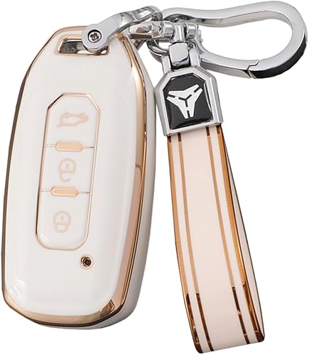 SANRILY Cubierta de llave de coche para Ford, Beige