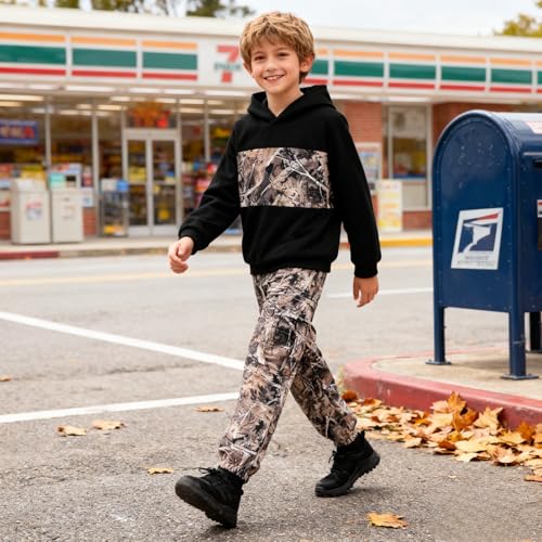 Image of 5-12 Years Boys Clothing Set Camo Hoodie & Cargo Pants Outfits Set 2025 Fashion Clothing