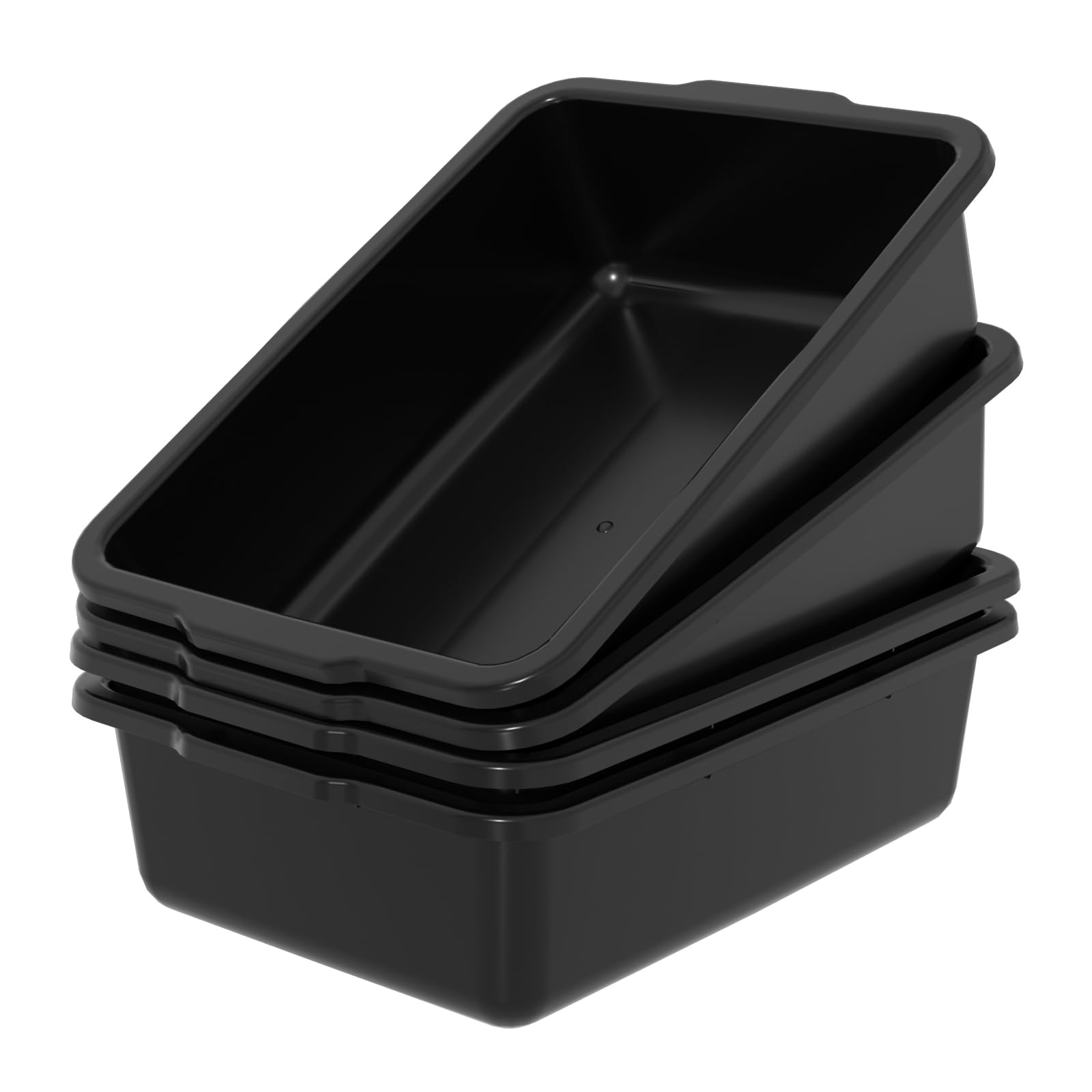 Zopnny FoodService Products Tote Box Bus Box with Reinforced Rim for Kitchen, Restaurants, And Fast Food, Plastic Bus Tub, 7 Inches, 4-Pack, Black