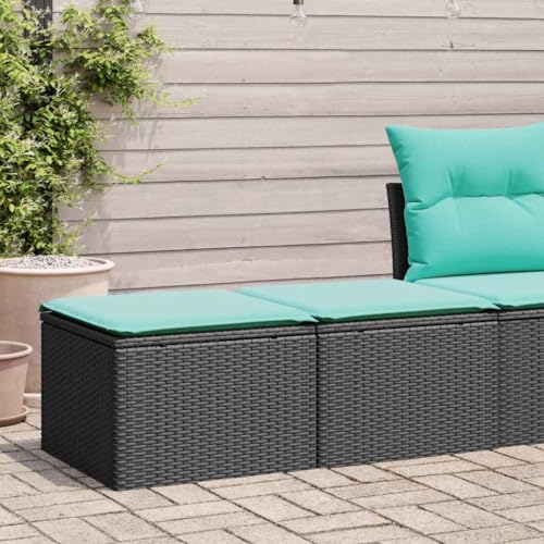 Ensemble de canapé 2 pièces polyrotin noir modulable avec coussins déhoussables