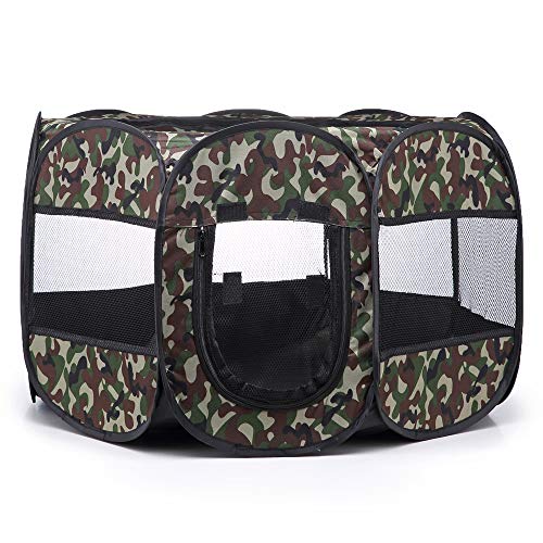 Bworppy Chien Pet Playpen, Chien Pliable Tente, Résistant à l'eau, Abat-Jour Amovible Pen Kennel pour Chien, Chat, Chiot (Vert)