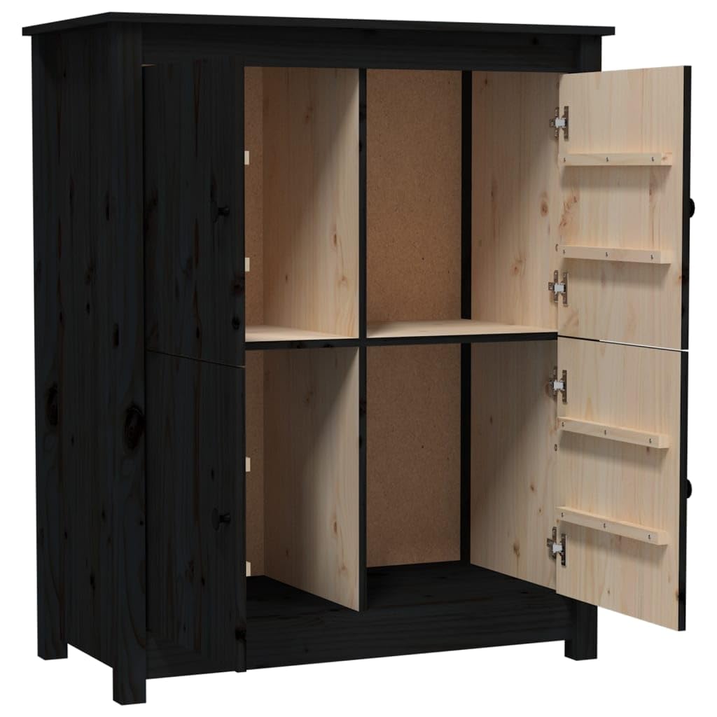 vidaXL Aparador Mueble Armario Consola Salón Sala Estar Almacenamiento Decoración Adorno Entrada Estante Cajón Madera Maciza de Pino Negro