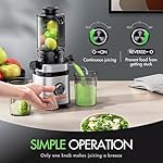 Juicer Machines, Cold Press Juicer with 4.41" Wide Feed Chute, 350W Slow Masticating Juicers for Whole Vegetables & Fruits, High Juice Yield, Easy to Clean, Large Auger, Silver - Image 2