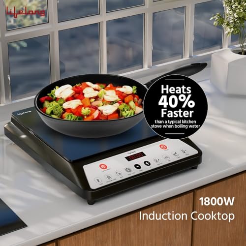 Image of Lifelong 1800 Watt Induction Stove, Electric Induction with 7 Preset Indian Menus Options, Auto Shut off & Temperature Controle, Ceremic Plate - 1 Year Manufacturer's Warranty (Black, LLIC101)