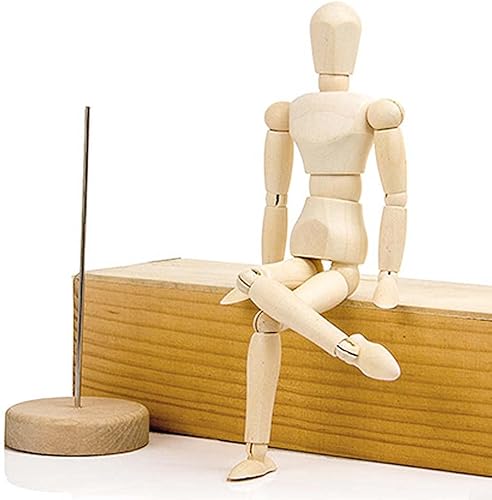 Miniatura 4 de Artistas - Maniquí de madera movible, articulaciones, figura humana, juguete de marioneta, modelo para dibujo, ayuda de maniquí (4.5 pulgadas)