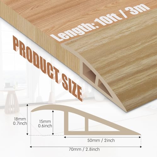 Image of Floor Transition Strip Door Threshold 118 inch Floor Transition Reducer Trim on The Edges Threshold Strip Self Adhesive Suitable for Doorways, Tiles, Carpet
