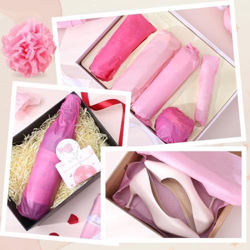 Image of woric 160 Sheets Pink Tissue Paper for Gift Bags 20 X 14 Inches