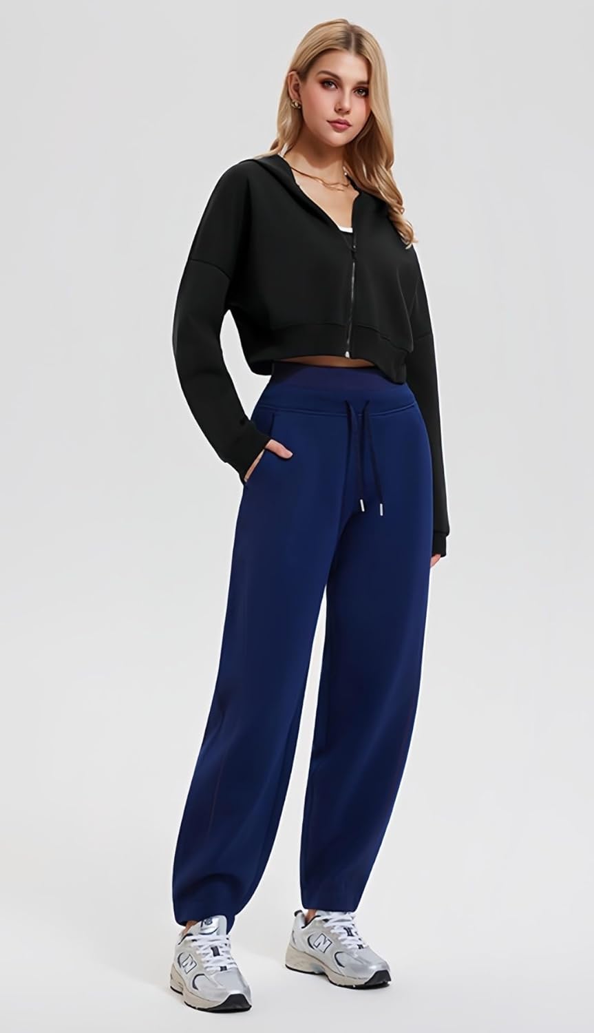 AFZ Womens Cotton Joggers with Pockets Drawstring Tapered Sweatpants for Lounge Running Workout - Image 5