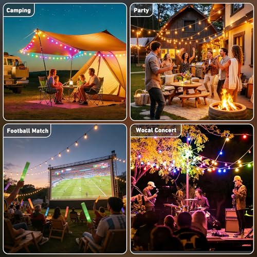Image of AILBTON RGB+IC 400FT Outdoor String Lights Bulbs IP67 Waterproof LED Color Changing Smart App Hanging Shatterproof Light with Remote Controller for Outside, Patio, Backyard, Garden, Party