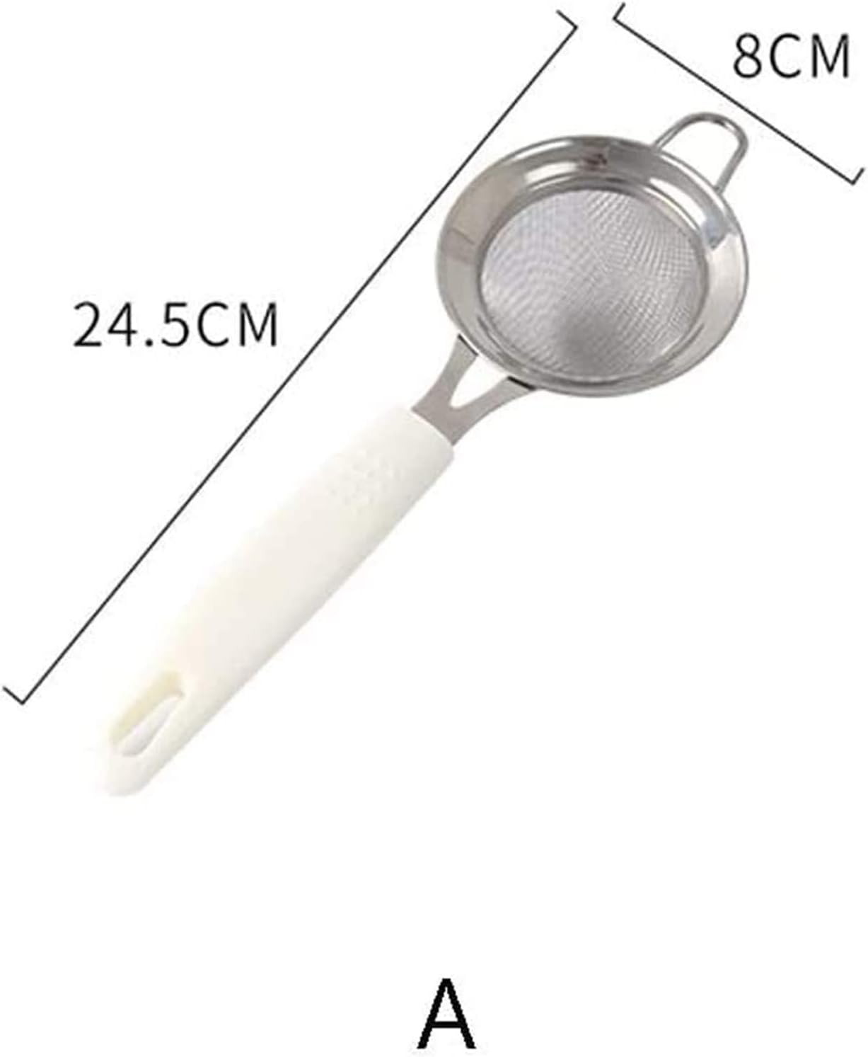 Slotted spoon stainless steel fine mesh strainer with firm handle and wider kitchen hook strainer spoon for kitchen cooking and food preparation (Size : A)