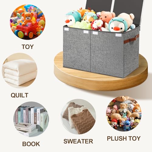 Baúl de almacenamiento plegable con tapa de 81L para organizar juguetes de niños y niñas 8