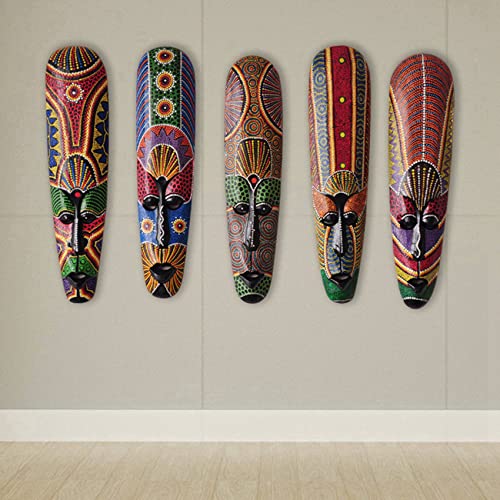 Máscara de madera maciza tallada a mano, decoración artística de pared estilo tótem africano 7