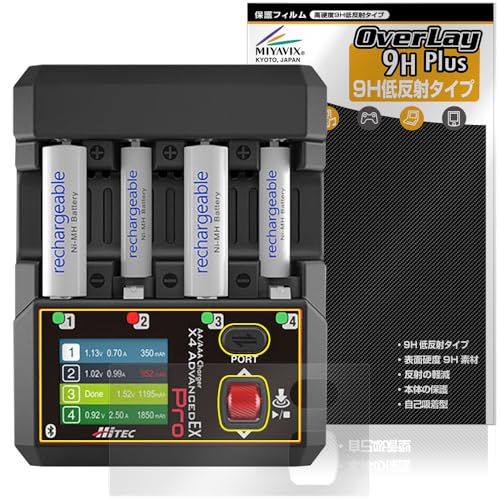 �~���r�b�N�X HiTEC AA/AAA Charger X4 Advanced EX Pro �Ή� �ی� �t�B���� ���d�x 9H �ᔽ�� PET�� �����K���X�����̍d�x ���{��
