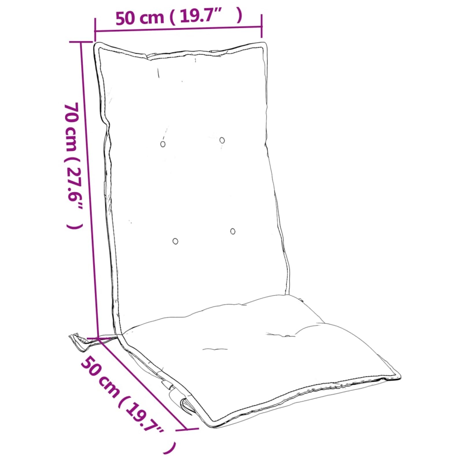 Set di 6 cuscini per sedie con schienale alto, impermeabili, antiscivolo, con lacci ed elastici, tessuto Oxford (100% poliestere), azzurro, 120 x 50 x 7 cm, per mobili da giardino e cuscini da