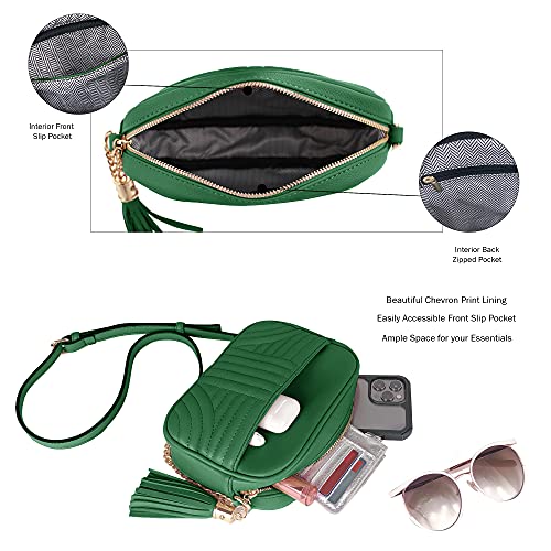 Image of EVVE Quilted Crossbody Bags for Women - Stylish Camera Bag with Tassel - Lightweight Medium Size Shoulder Purse