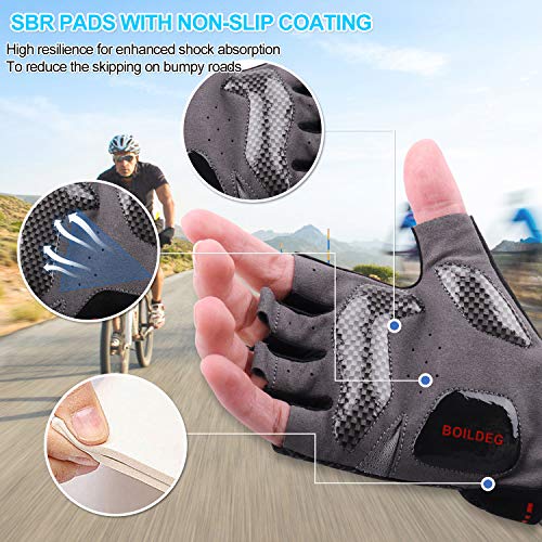 BOILDEG Cycling Gloves Bike Gloves Mountain Road Bike Gloves Anti-slip Shock-absorbing Pad Breathable Half Finger… - Image 4