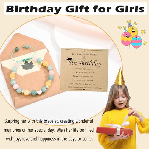 Image of 8th Birthday Gifts for girls 8 Year Old Beaded Bracelet Sweet Heart gifts for Daughter /Granddaughter /Niece /Friends