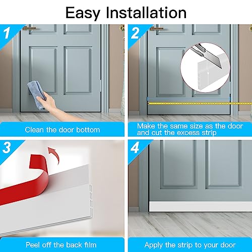 MARICATO 3 Stücke Türdichtung Zugluftstopper für Türen 300cm, Zuschneidbare Türdichtung Selbstklebend gegen Insekt, Türdichtung Unten für Schallschutz, Kälteschutz& Haustür Dichtung (Weiß)