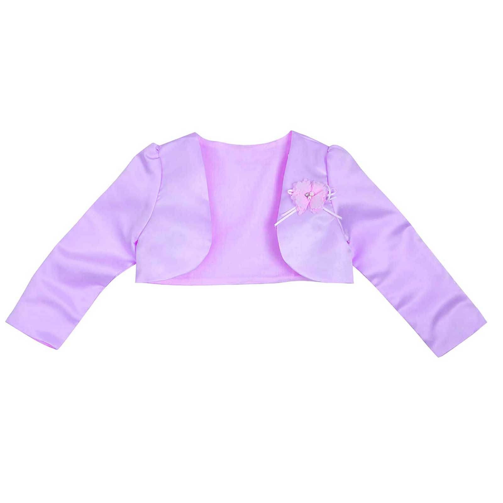 YiZYiF Bébé Enfant Fille Boléro Soirée Mariage Fleur Gilet à Manches Longues Veste Cape Demoiselle d'honneur Cérémonie Manteau de Robe Princesse Haut Danse 9 Mois-14 Ans