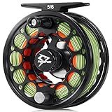 Piscifun Sword Fly Fishing Reel with Line, Pre-Loaded CNC-Machined Aluminum Alloy Fly Reel, Light Weight and Corrosion Resistance Design, 5/6wt Black